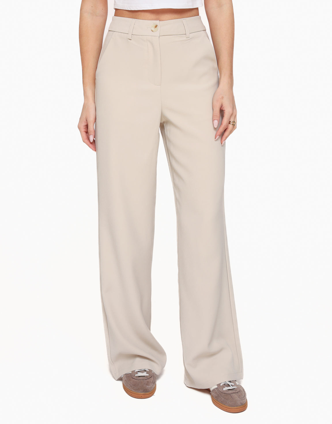 Clovée™ | Pantalon Large Beige Décontracté
